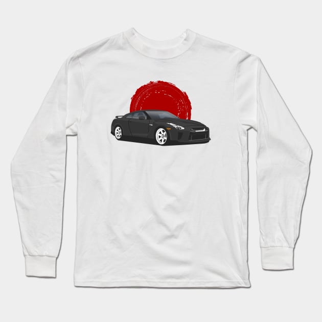 Black Nissan GT-R r35 Long Sleeve T-Shirt by Rebellion Store